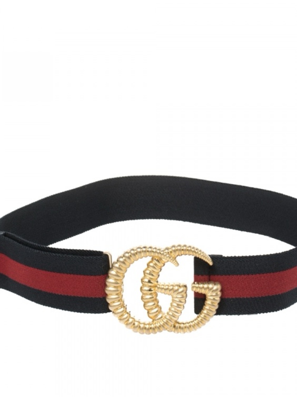 Gucci Navy and Red Elastic Belt with Gold Double G Buckle - Picture 7 of 7